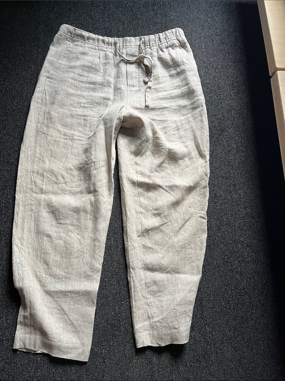 Zara Beige Linen Drawstring Chinos